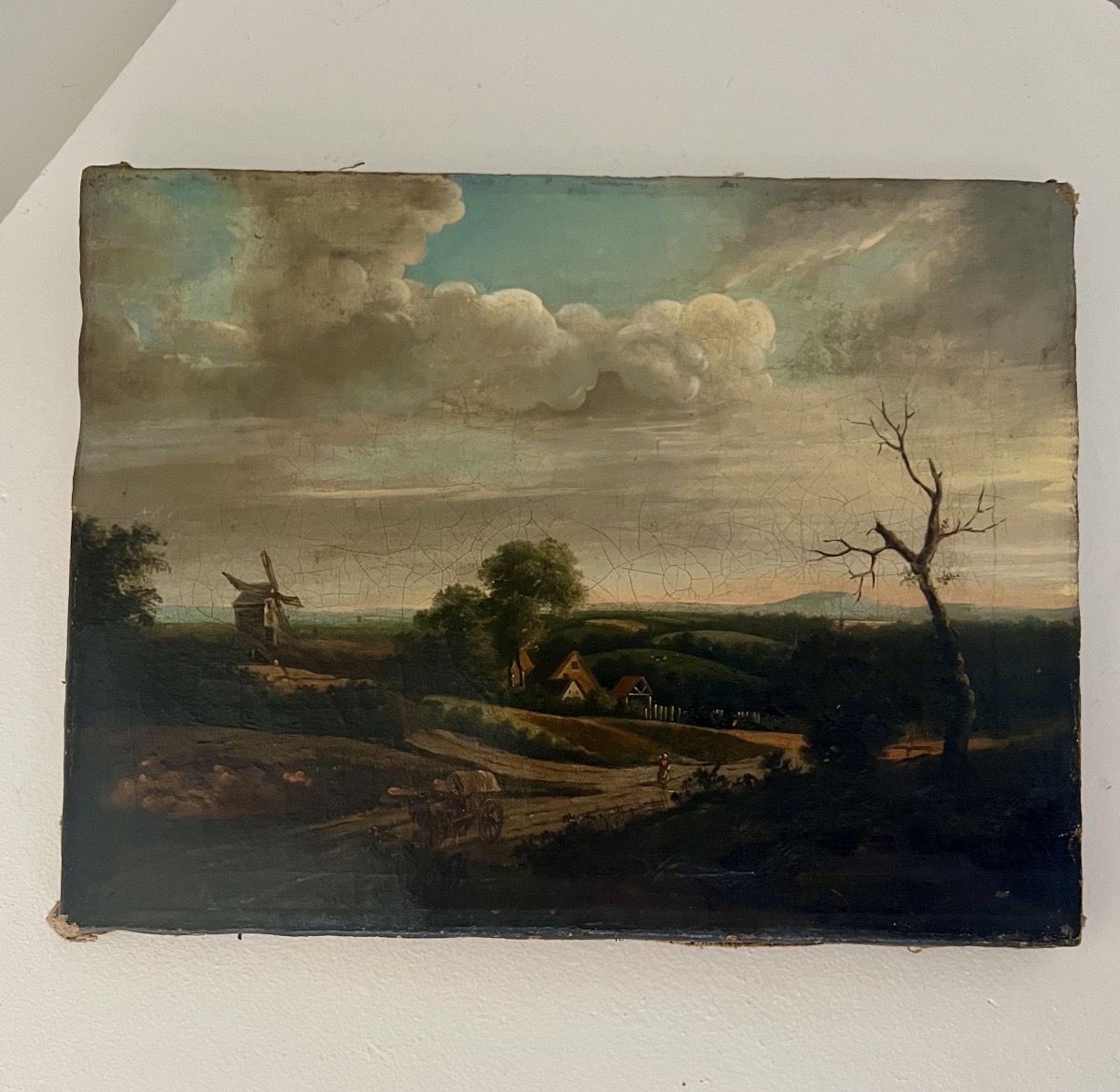 Huile sur toile paysage campagnard 