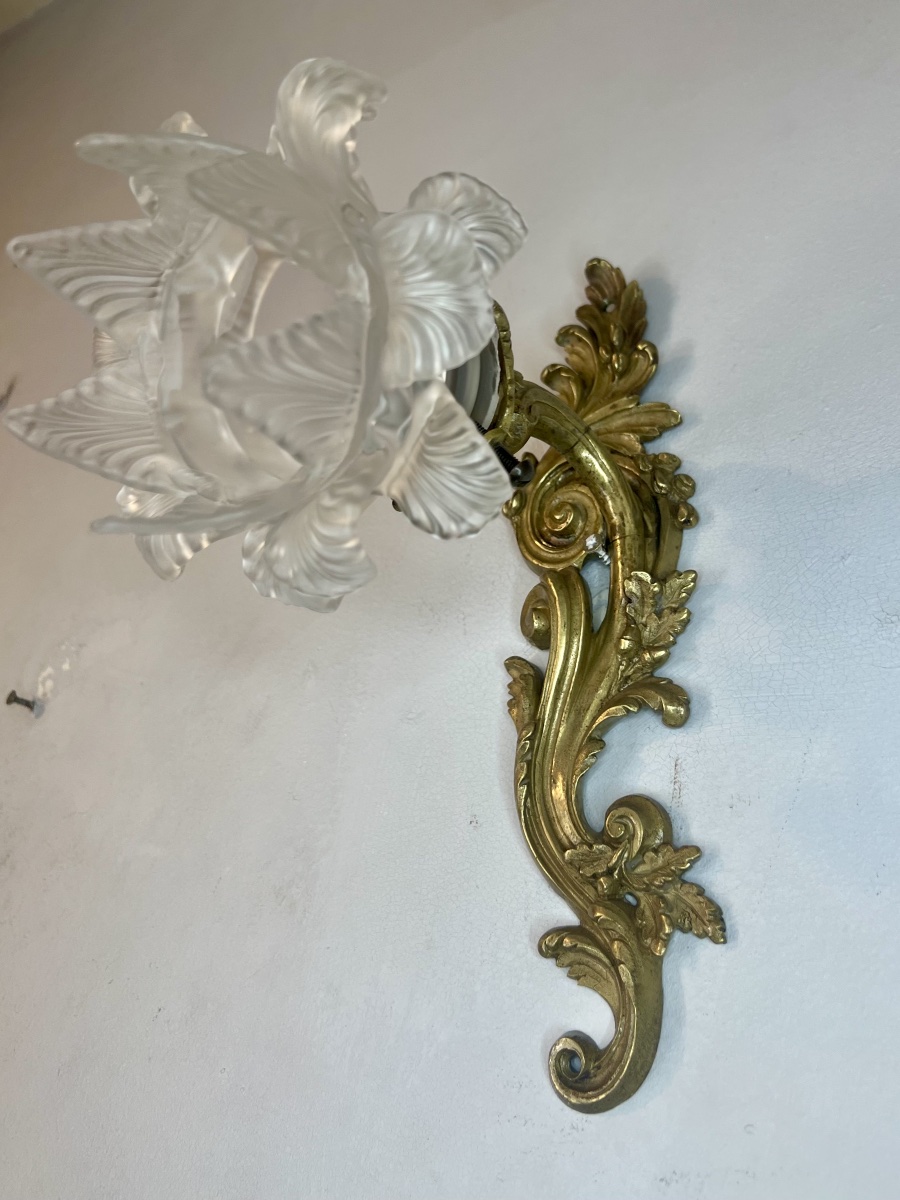 Pair Of Asymmetrical Louis XV Rocaille-style Wall Sconces-photo-3