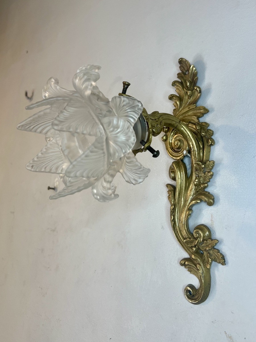 Pair Of Asymmetrical Louis XV Rocaille-style Wall Sconces-photo-3