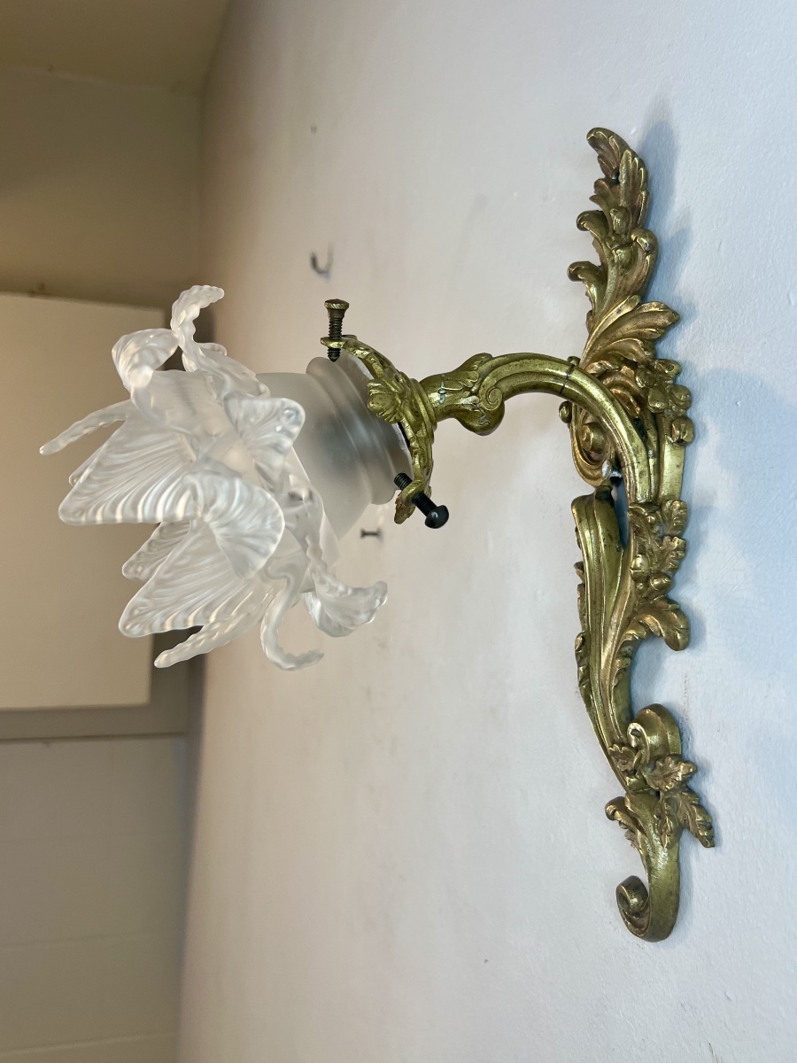 Pair Of Asymmetrical Louis XV Rocaille-style Wall Sconces-photo-6
