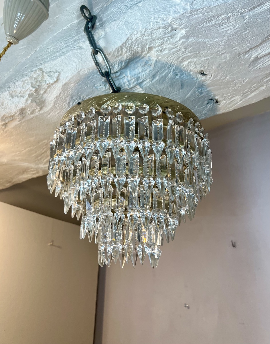Plafonnier corbeille style Louis XVI en cristal -photo-4