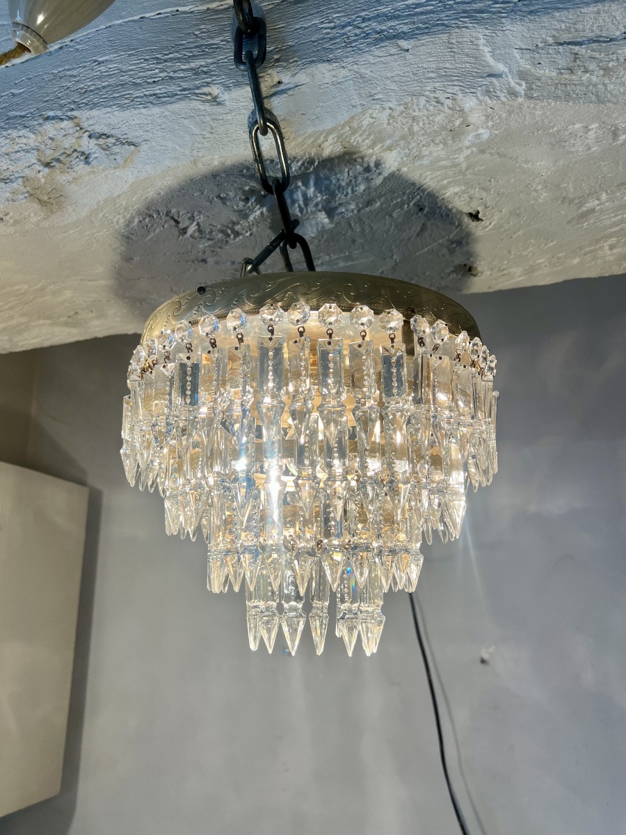 Plafonnier corbeille style Louis XVI en cristal -photo-2