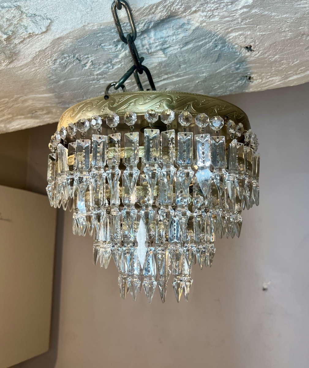 Plafonnier corbeille style Louis XVI en cristal -photo-7