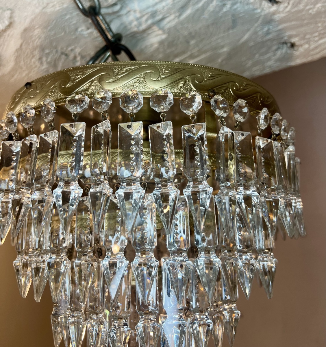 Plafonnier corbeille style Louis XVI en cristal -photo-8