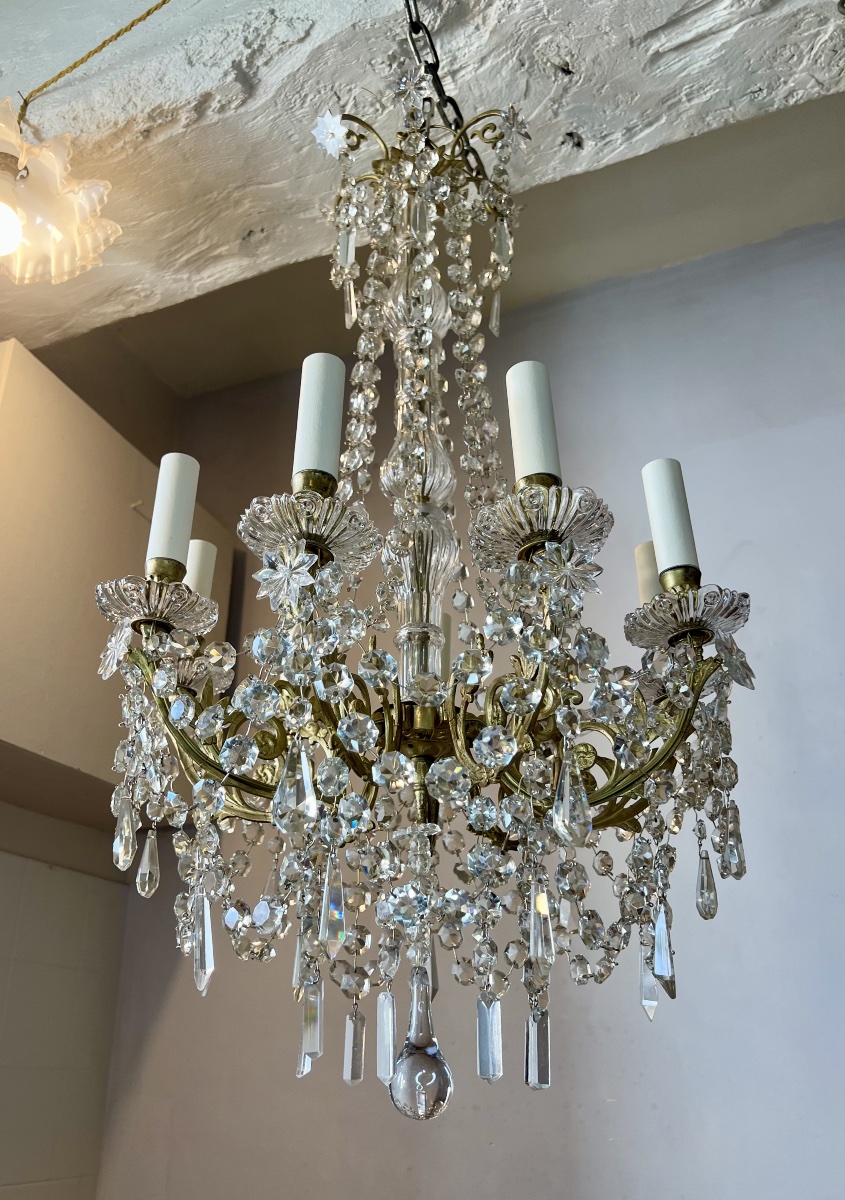 Louis XVI-style Crystal Chandelier With Pendants-photo-3