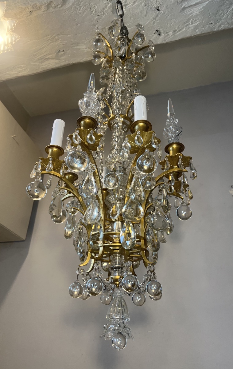 Louis XVI-style Bronze And Crystal Chandelier -photo-2