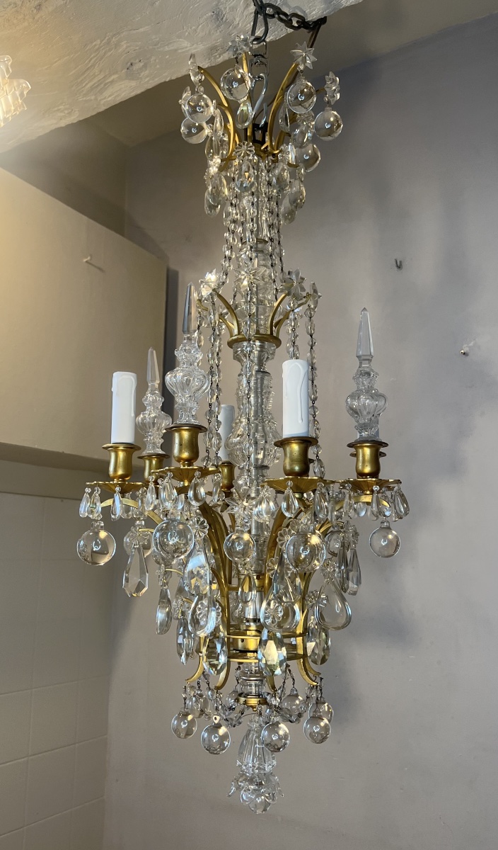 Louis XVI-style Bronze And Crystal Chandelier -photo-3