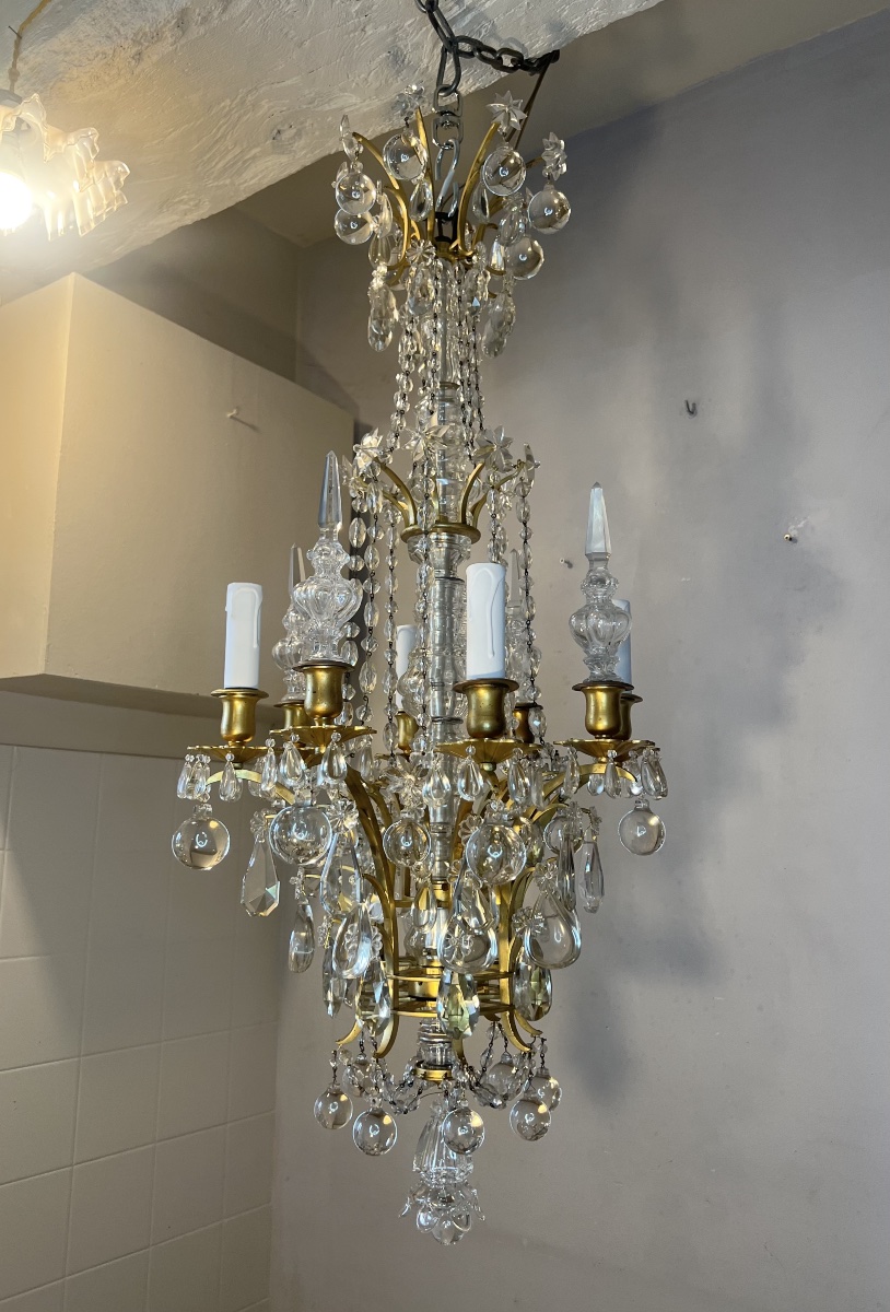 Louis XVI-style Bronze And Crystal Chandelier -photo-3