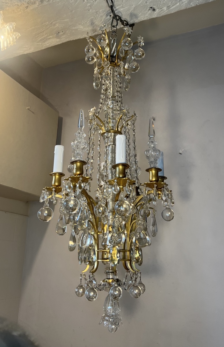 Louis XVI-style Bronze And Crystal Chandelier -photo-7