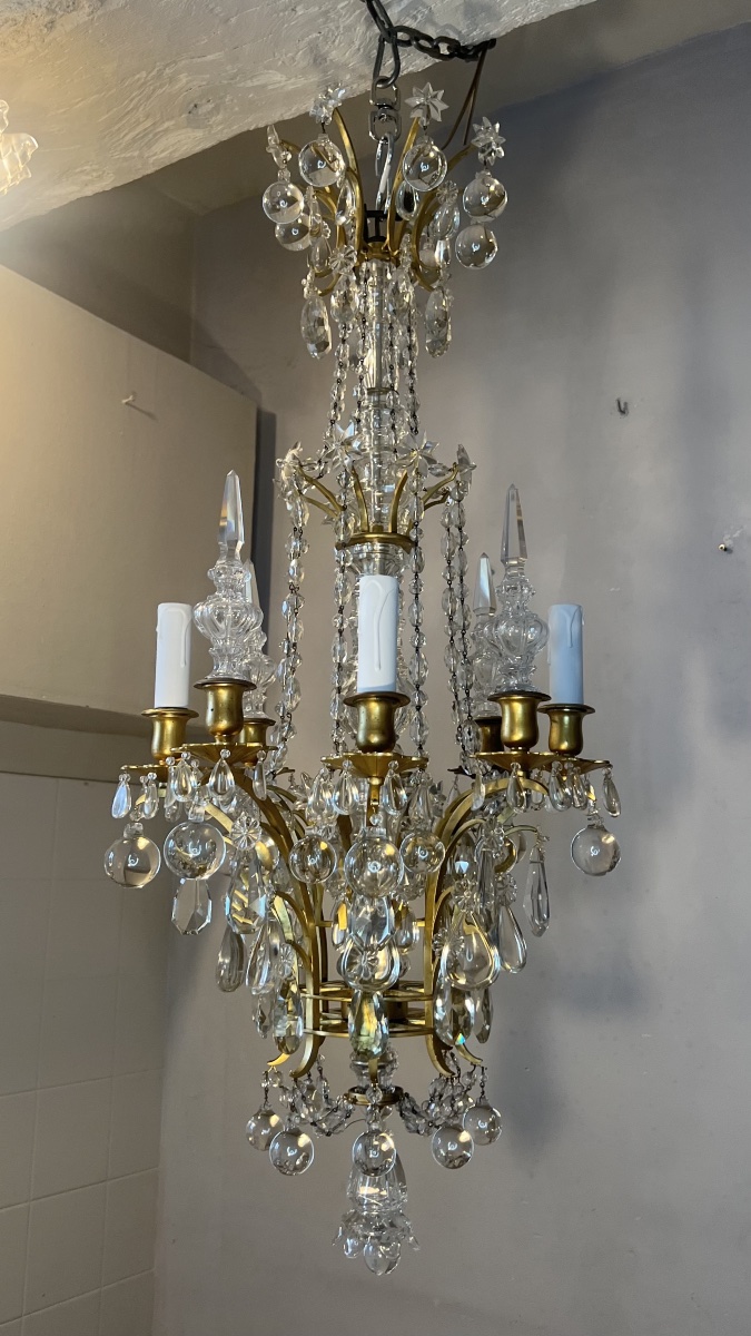 Louis XVI-style Bronze And Crystal Chandelier 