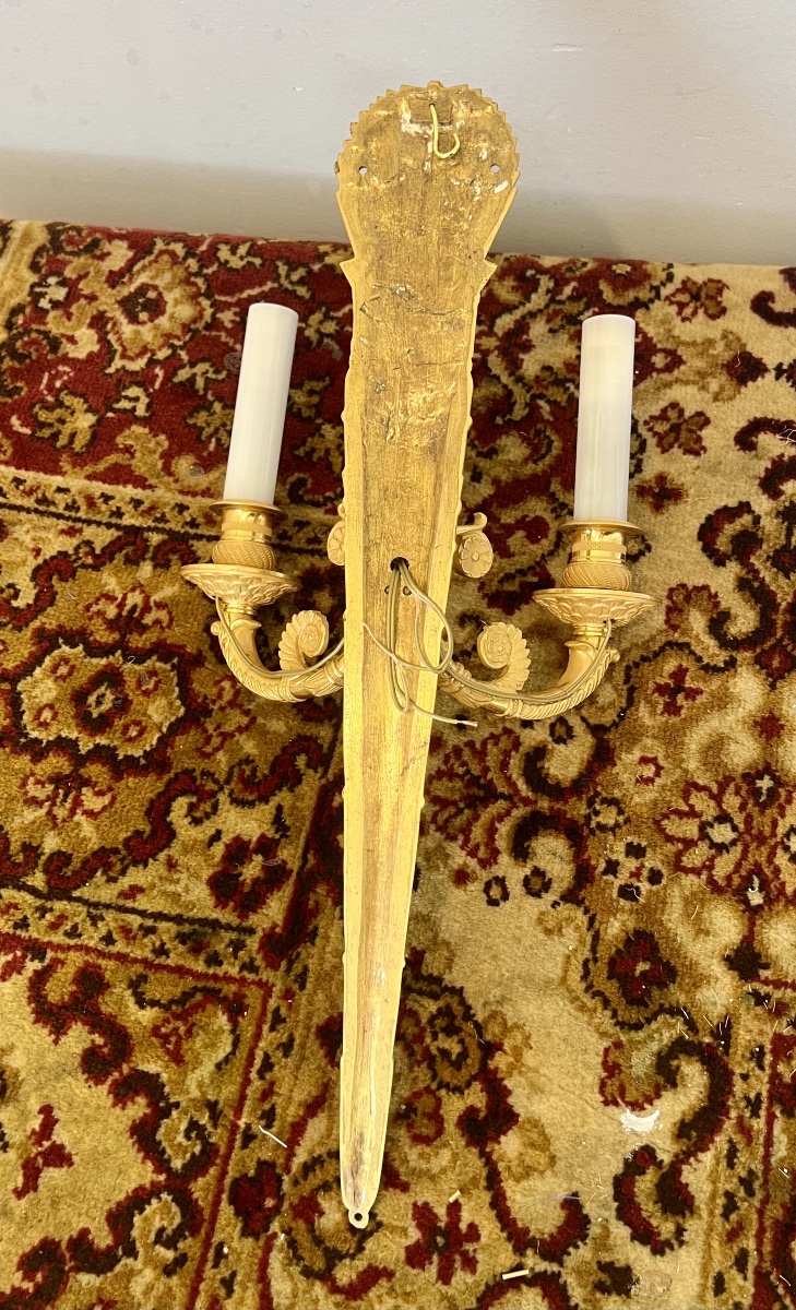 Pair Of Empire-style Gilt-bronze Quiver Wall Sconces -photo-4