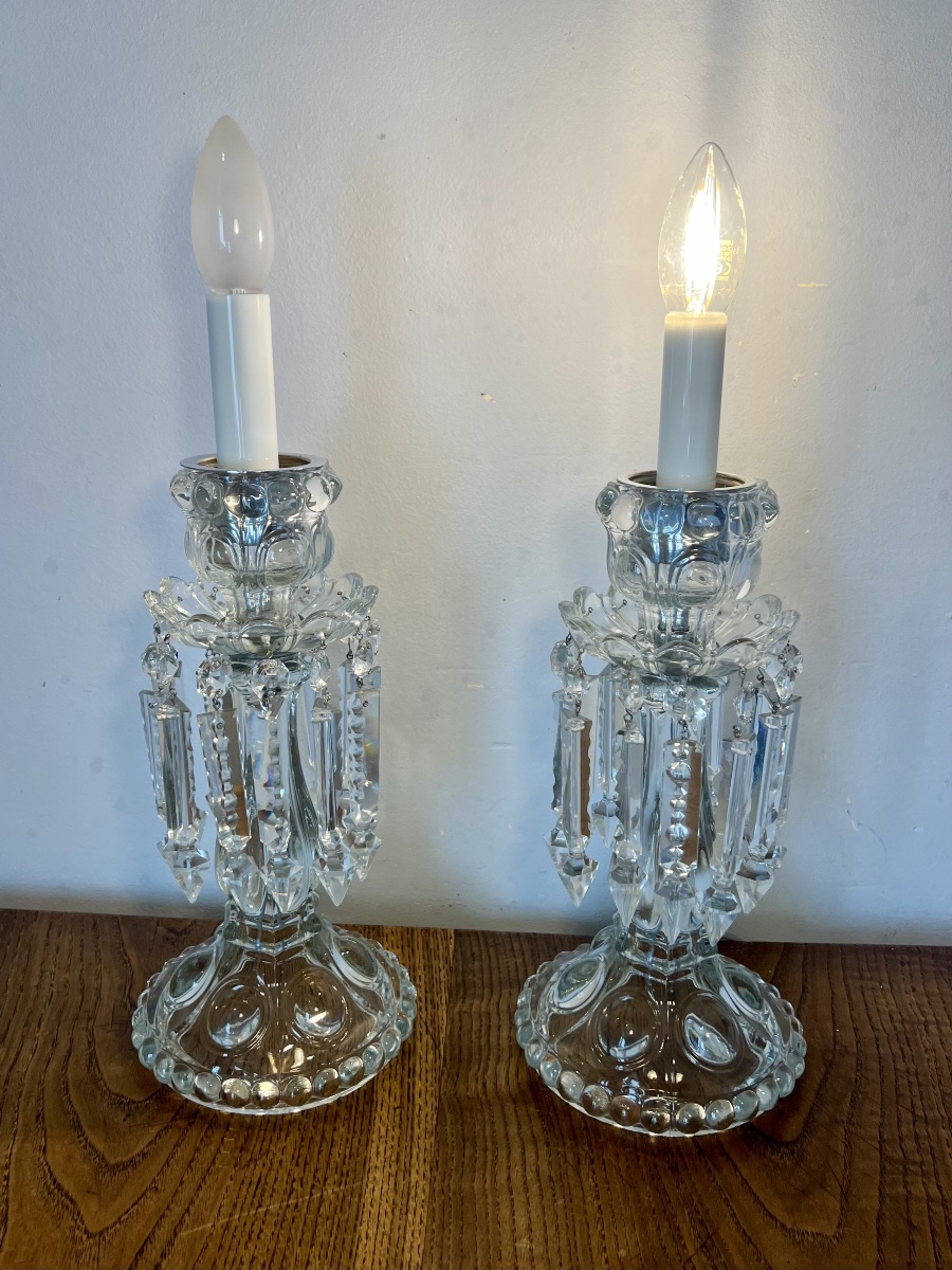 Paire de lampes bougeoirs en cristal-photo-3
