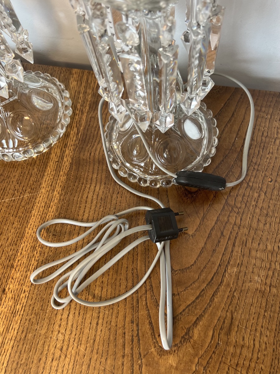 Paire de lampes bougeoirs en cristal-photo-4