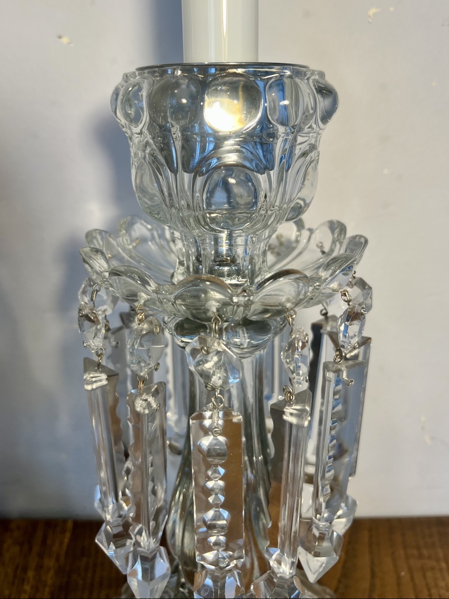 Paire de lampes bougeoirs en cristal-photo-3