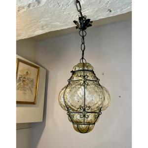 Lanterne suspension en verre soufflé de Murano