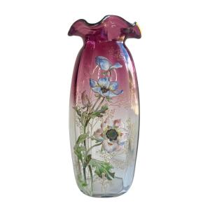 Large Enamelled Legras Vase 