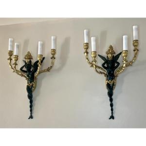 Pair Of Empire Wall Lights 