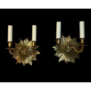 Paire d’appliques soleil 