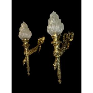 Paire d’appliques XIX style Louis XVI