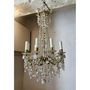 Lustre à pampilles cristal style Louis XVI