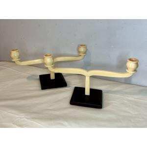 Paire de bougeoirs  art déco ivoire