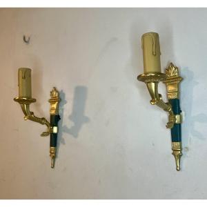 Pair Of Simple Empire-style Wall Sconces