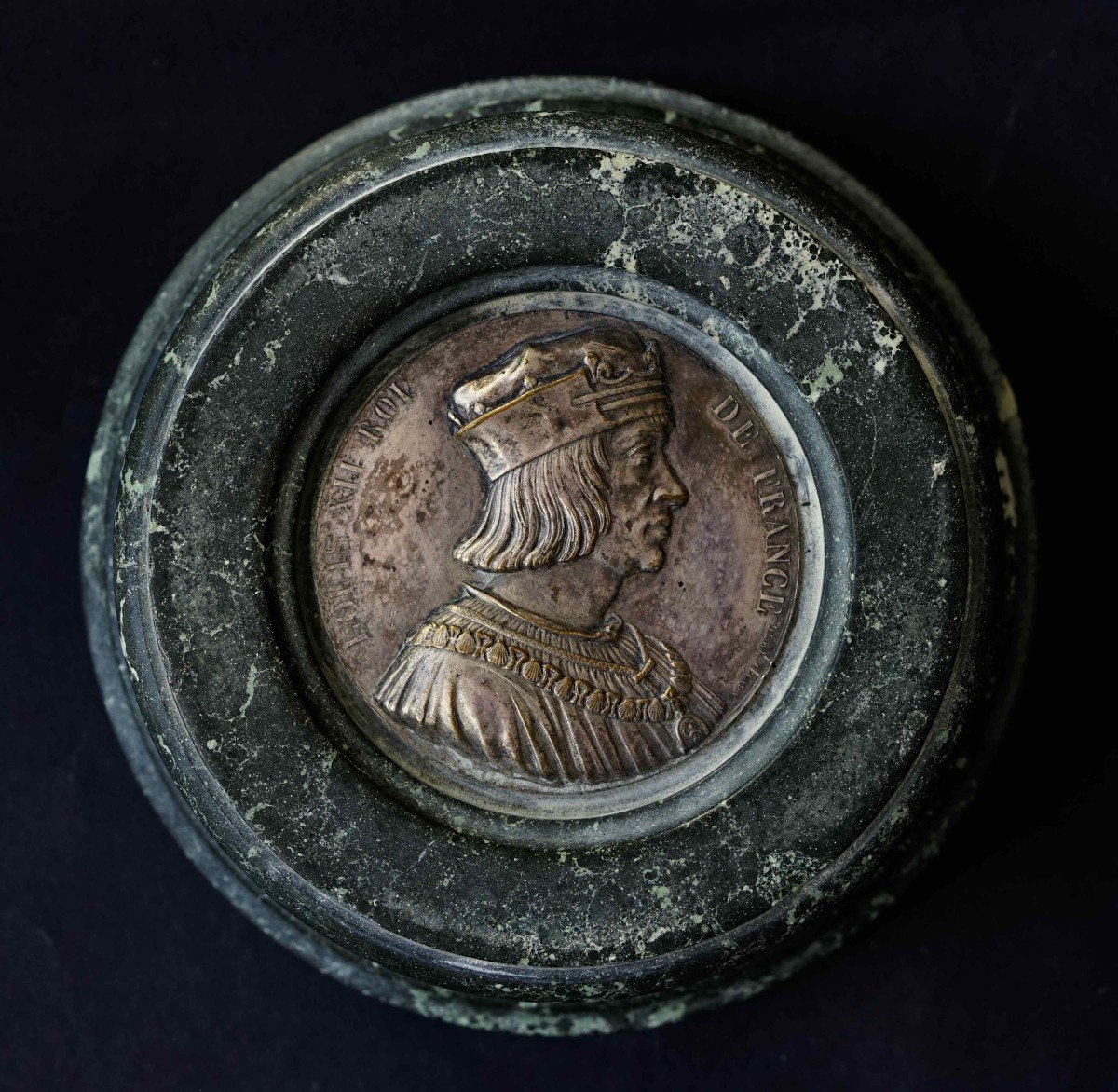 Louis XII Silver Medal With Marble Base 1836 Caqué