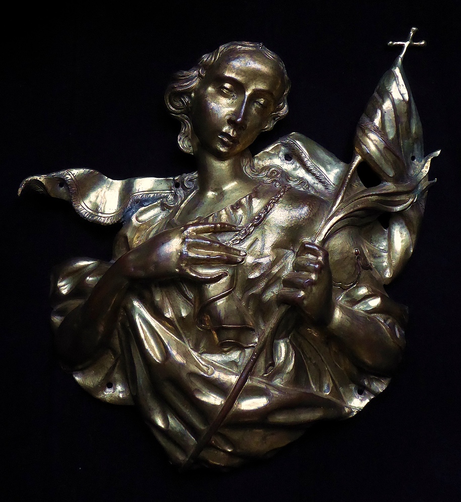 Applique  en cuivre doré d'époque Renaissance : Allégorie de la Foi