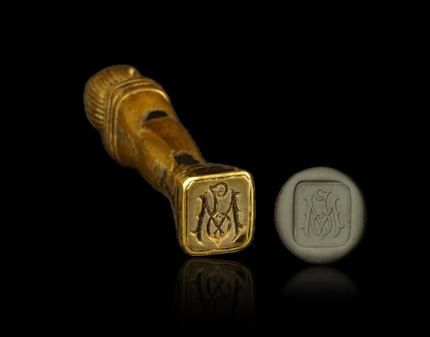  Egypt: 19th Century Silver Gilt Seal/marker Decorated With A Pharaoh's Sarcophagus-photo-2