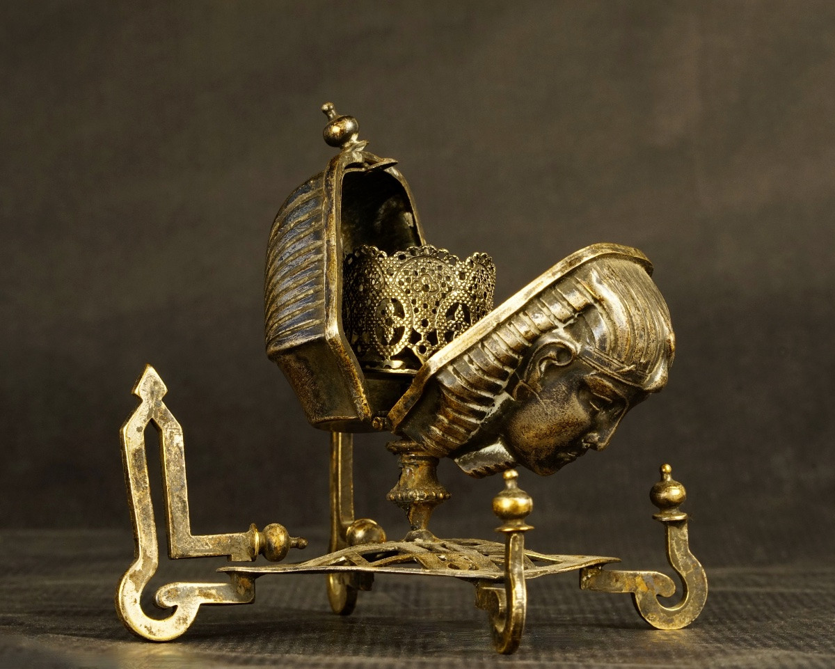 Egypt / Egyptomania: 19th-century Candlestick With A Sphinx Head -photo-3