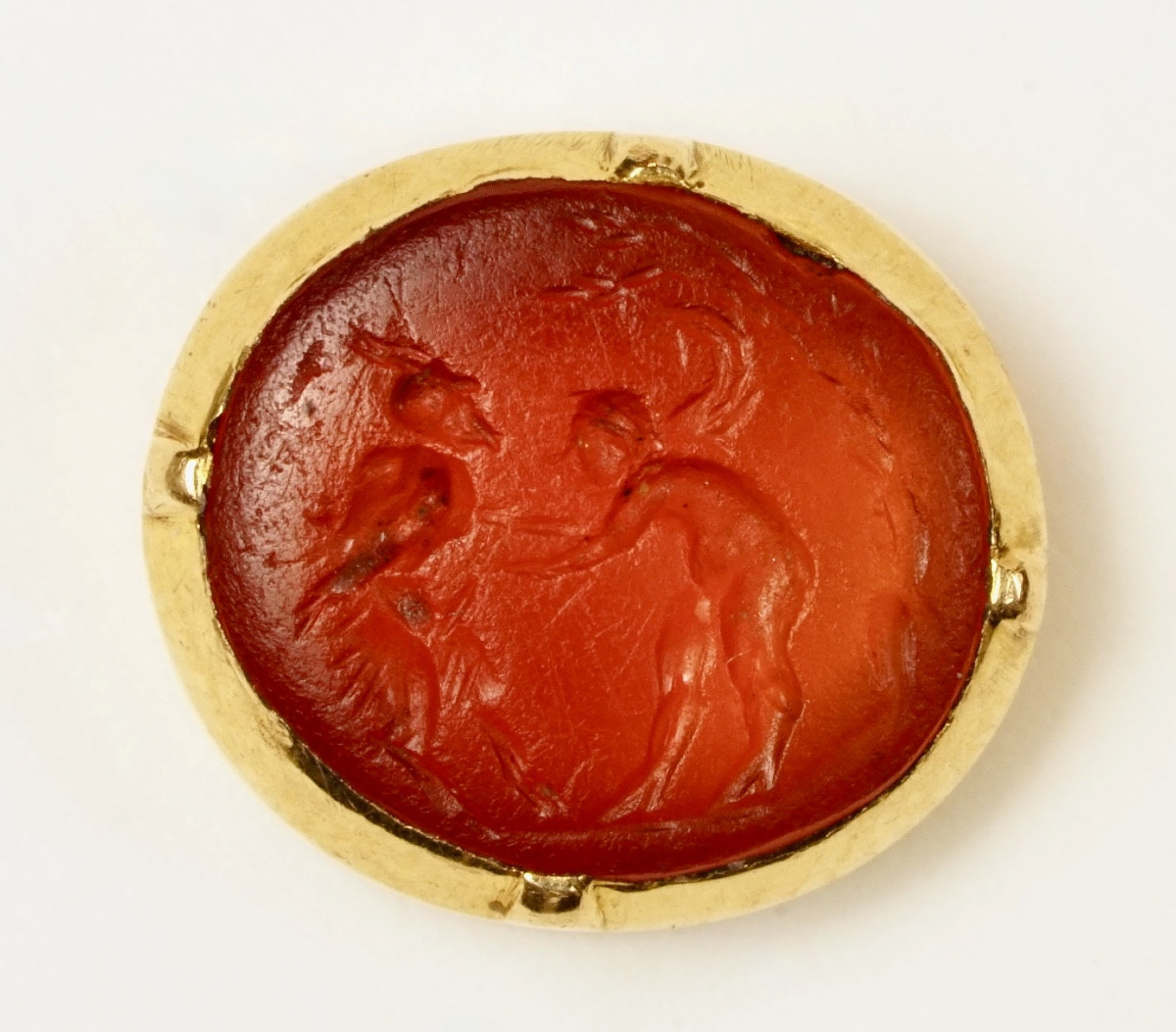 Intaille érotique : Satyre et Eros