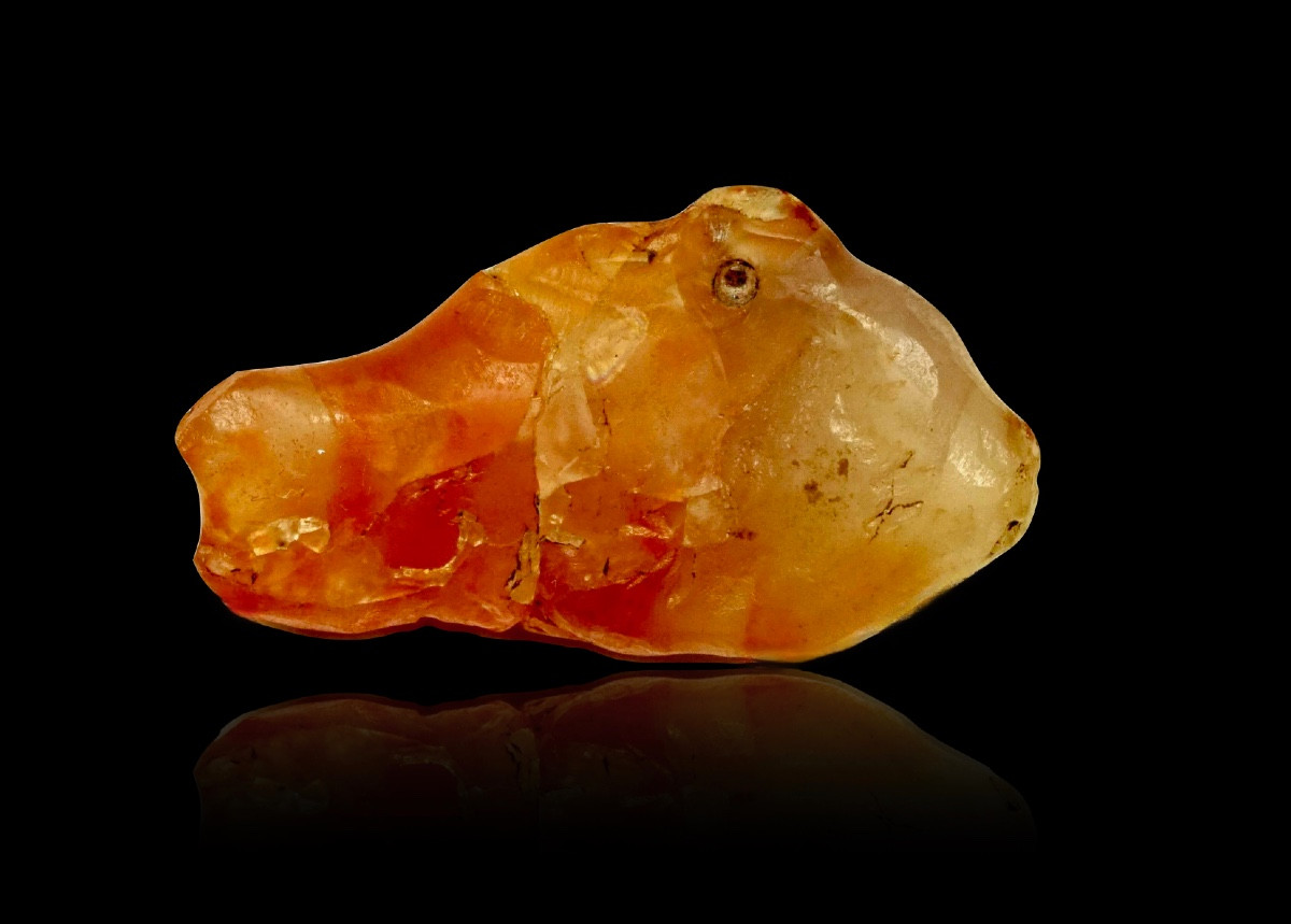  ÉGYPTE : Amulette égyptienne antique : poisson en cornaline 