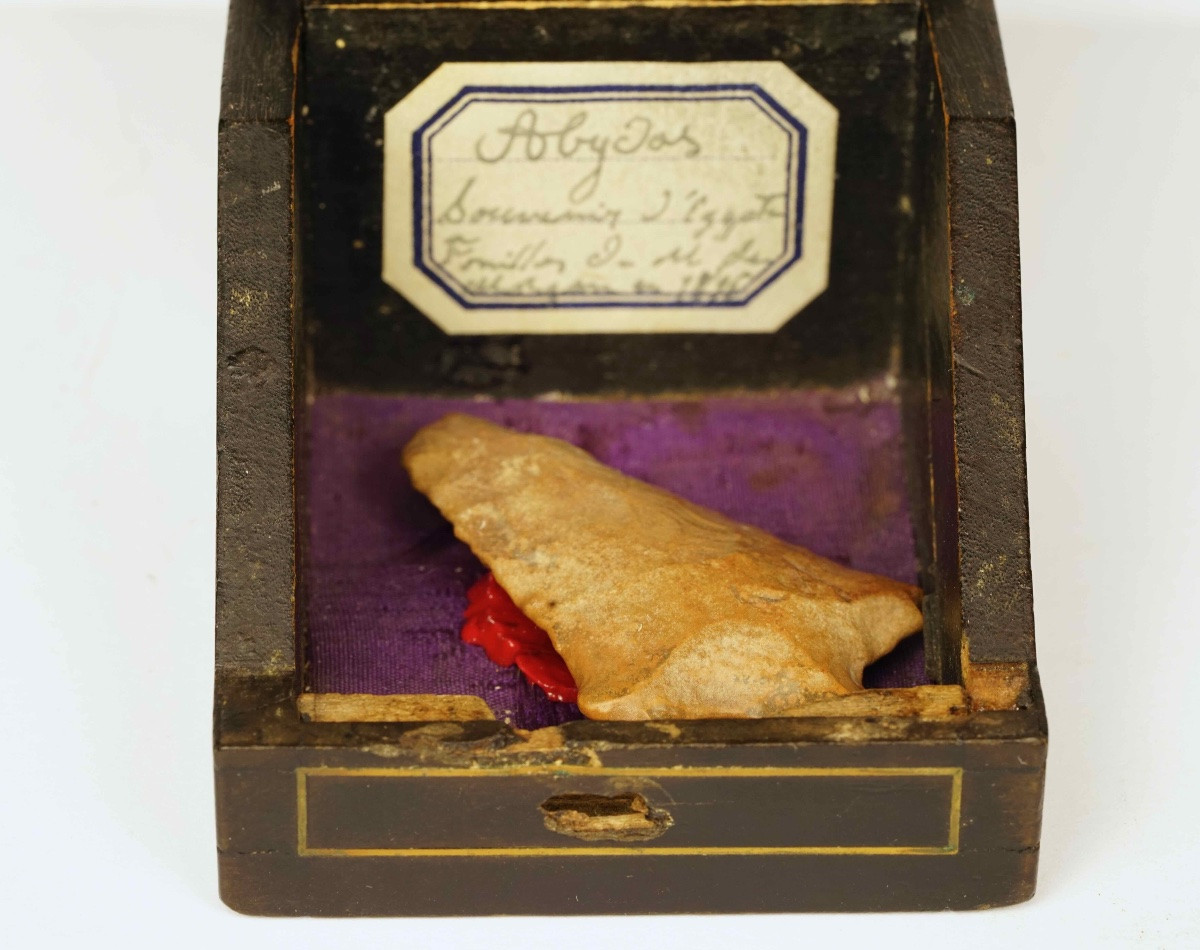 Egypt: Predynastic Arrowhead From Abydos - Box And 19th Century Label Jacques De Morgan-photo-3