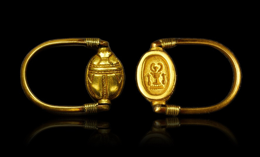 EGYPTE : Bague à chaton mobile formé d’un scarabée-photo-2