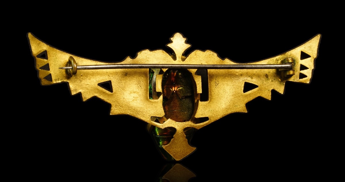 Art Nouveau Brooch Featuring A Beetle; Egyptomania / Egypt-photo-2