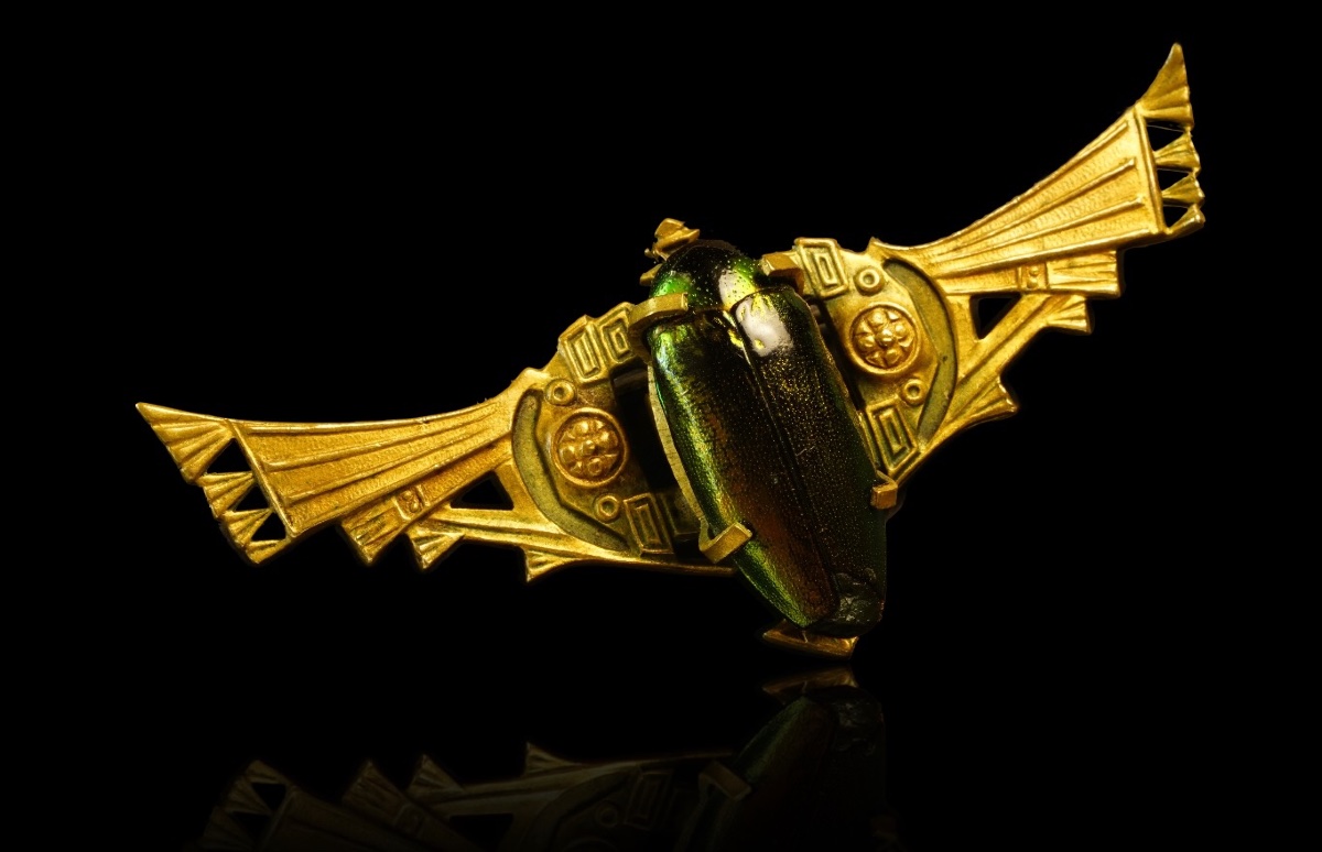 Art Nouveau Brooch Featuring A Beetle; Egyptomania / Egypt