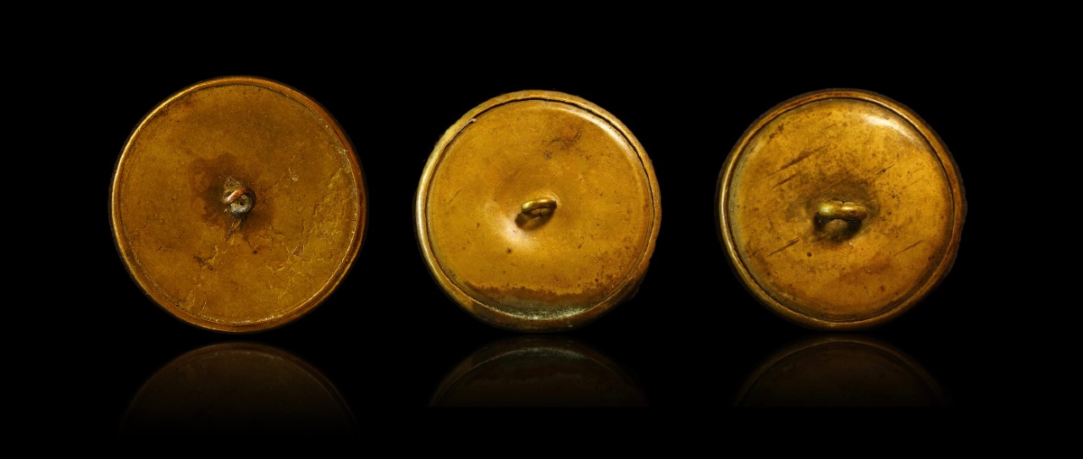 Set Of 3 Liverpool Buttons With 19th-century Porcelain Transfers: Ancient Emperors—nero-photo-2
