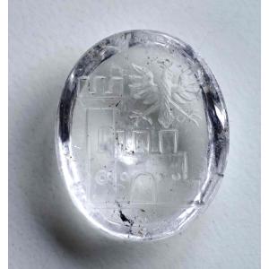 Gorgious Renaissance Rock Crystal Intaglio Representing The Cot Of Arms Of Fribourg (switzerland)
