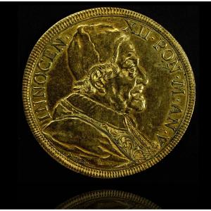 Vatican - Innocent XII Half Piastre. 1691. Formerly Gilt Silver