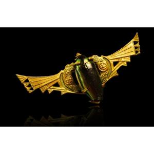 Broche ART NOUVEAU avec un coléoptère Egyptomanie / Egypte