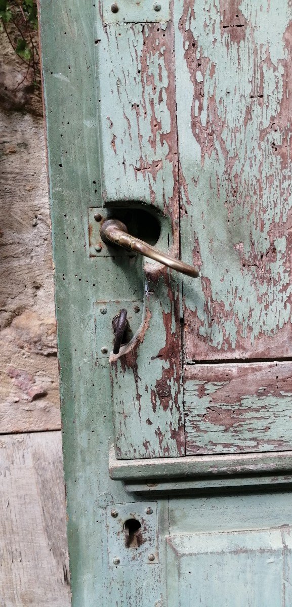 Porte En Pin Vitrée (6 Carreaux) Avec Son Imposte Et Son Volet Amovible-photo-1