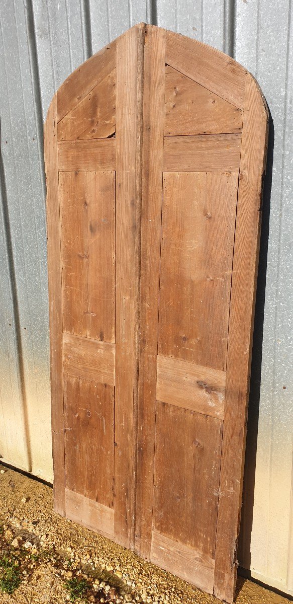 Porte Cintrée (arrondie) En Pin à Deux Battants - Fin XIXème-photo-4