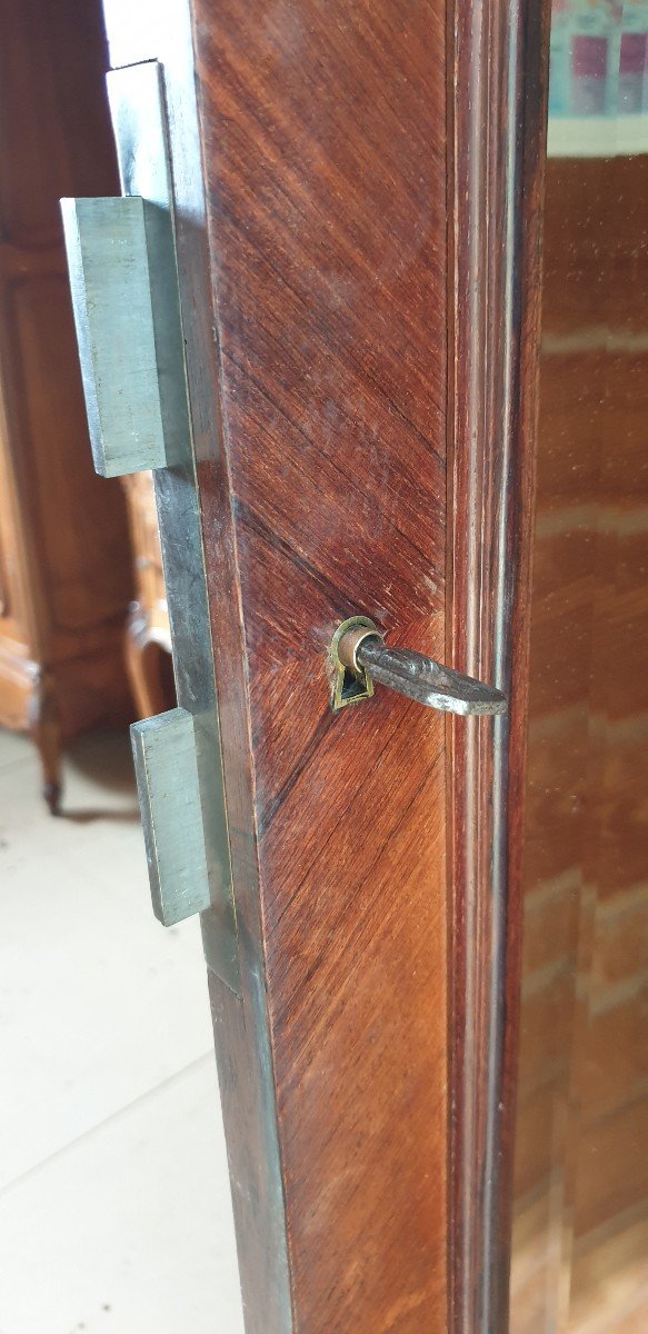 Impressive Wardrobe Curved Sides Mahogany Veneer With Mirrored Door Early 20th Century-photo-6