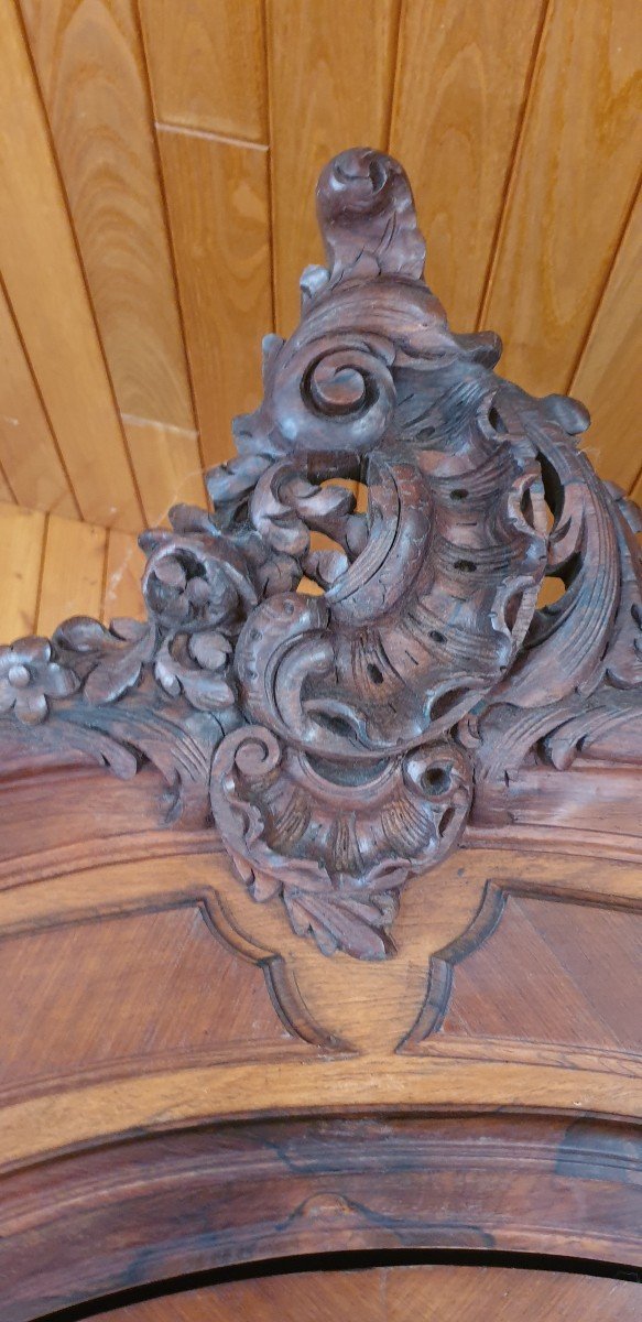 Impressive Wardrobe Curved Sides Mahogany Veneer With Mirrored Door Early 20th Century-photo-8