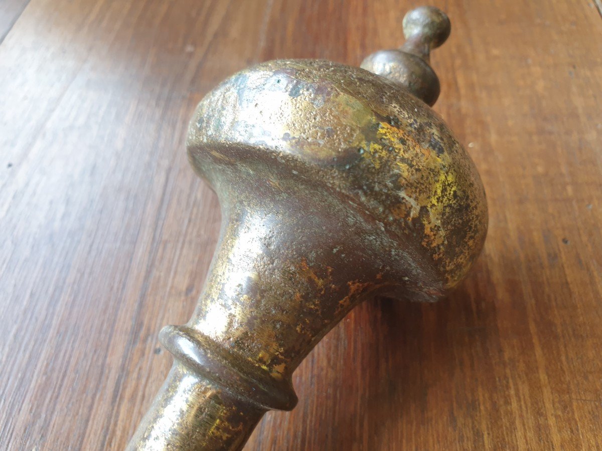 Water Drop Door  / Bell Clapper Knocker In Hammered Wrought Iron With Gilding-photo-1