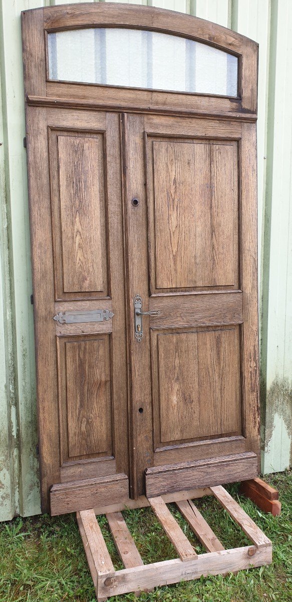 Porte d'Entrée En Chêne 2/3 - 1/3 Avec Imposte-photo-1