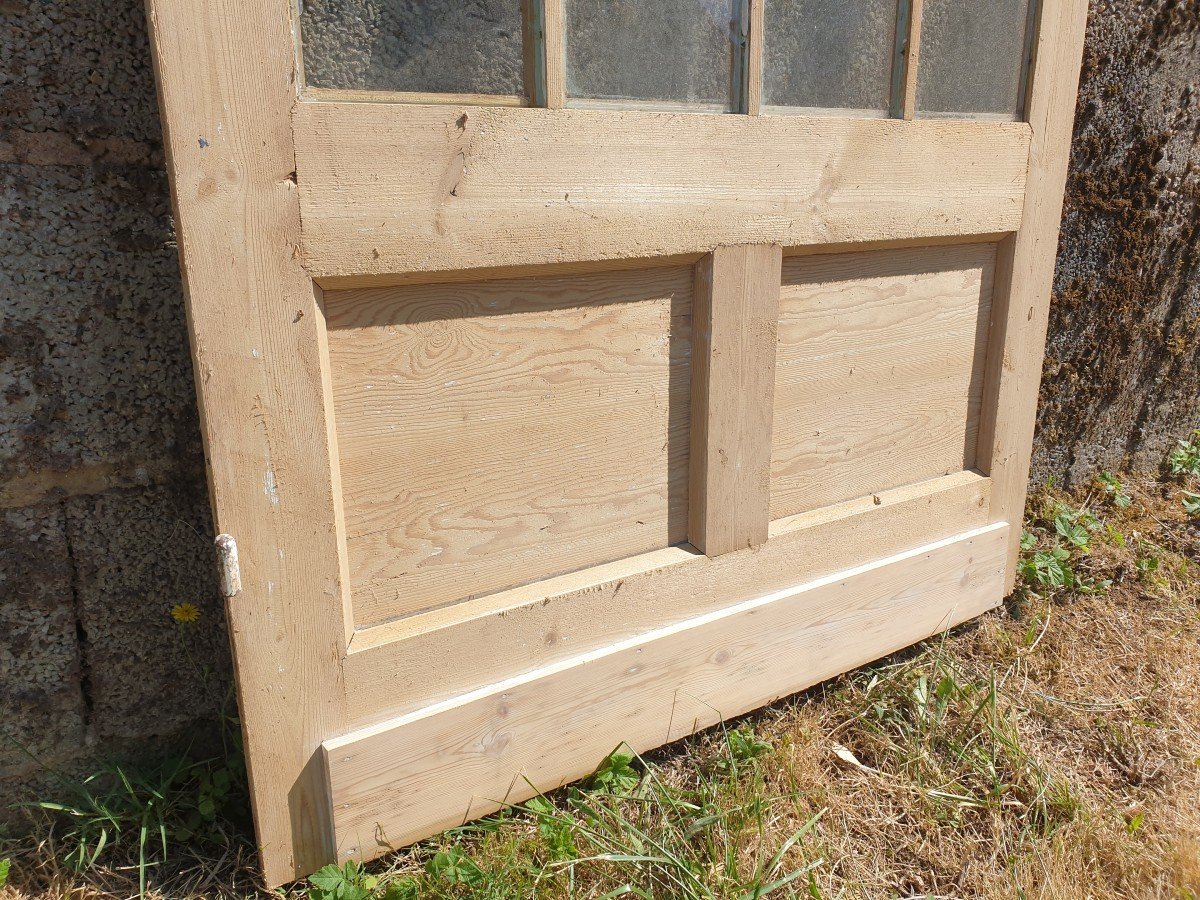 Elégante Porte Vitrée En Pin 24 Carreaux - XXème-photo-3