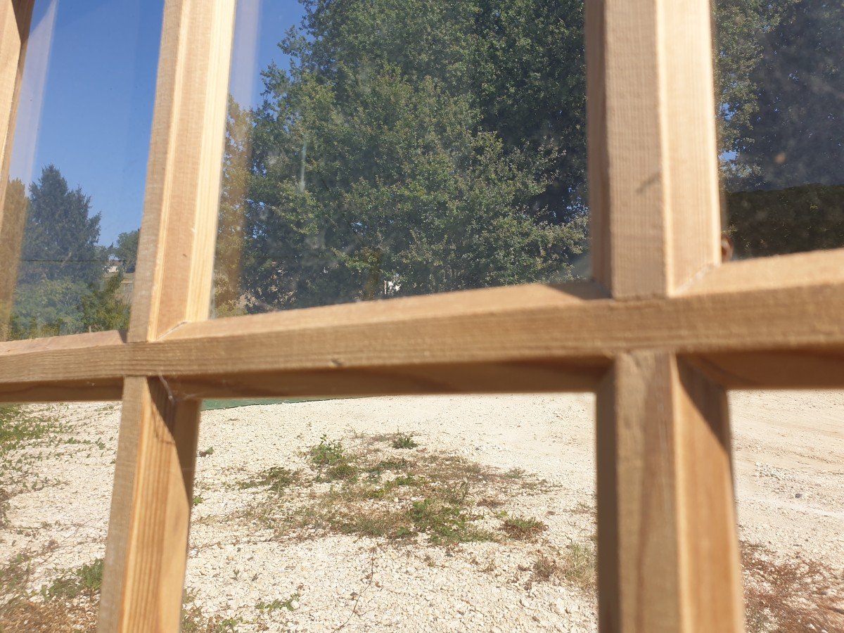 Elégante Porte Vitrée En Pin 24 Carreaux - XXème-photo-5