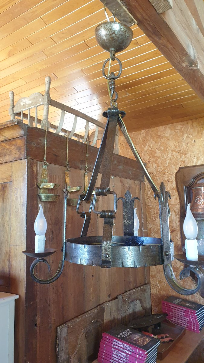 Chandelier - Wrought Iron Ceiling Light - Medieval Style-photo-4