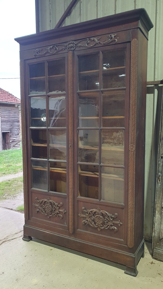 Oak Display Cabinet/bookcase - Breton Regional Style - Early 20th Century